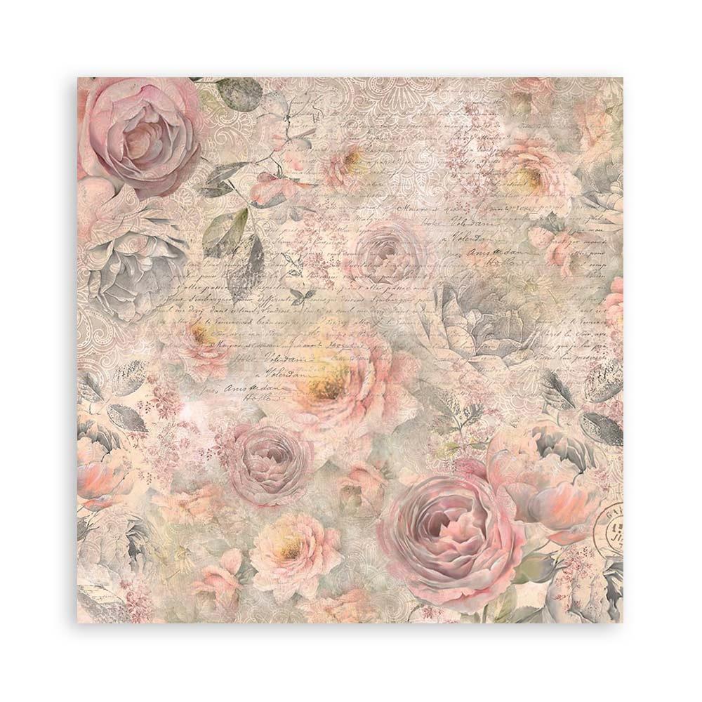 Stamperia Shabby Rose 12"X12" Polyester Fabric, 4/Pkg (5A00254P1G830)