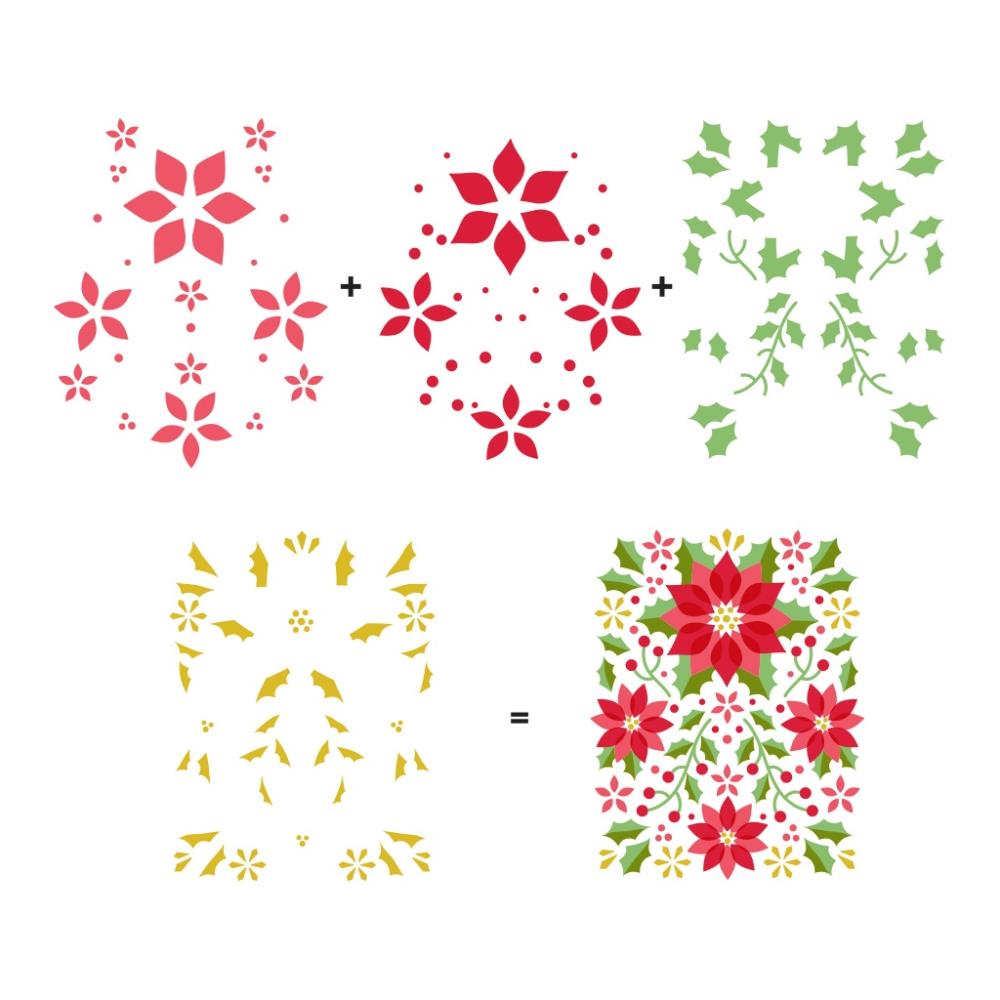 Hero Arts 5.25"X6.5" Color Layering Stencil Set: Poinsettia Pattern (5A002CFL1GFYS)