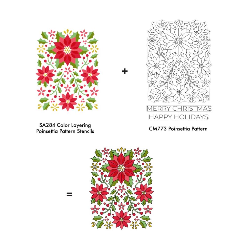 Hero Arts 4"X6" Clear Stamps: Poinsettia Pattern (5A002CFJ1GFYR)