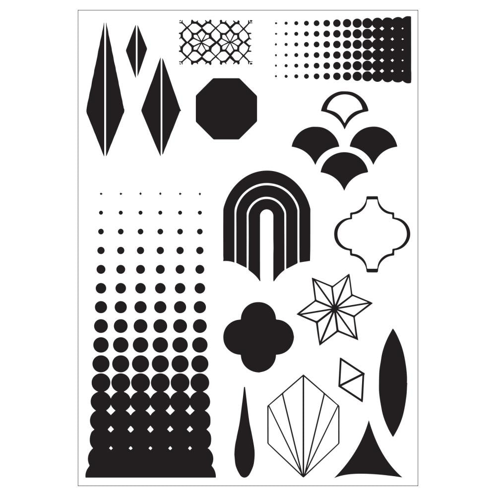 Sizzix Clear Stamp Set W/ Stencils: Geometric, 21/Pkg, By Vic Hollins (5A002BL61GF31)