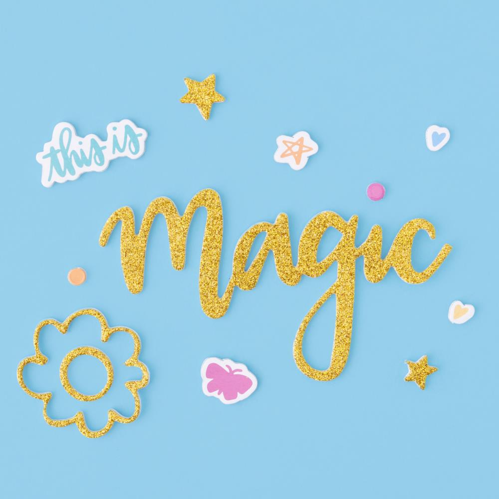 Shimelle Main Character Energy Thickers Stickers: Phrase - Gold Glitter, 123/Pkg (SHMCE115)