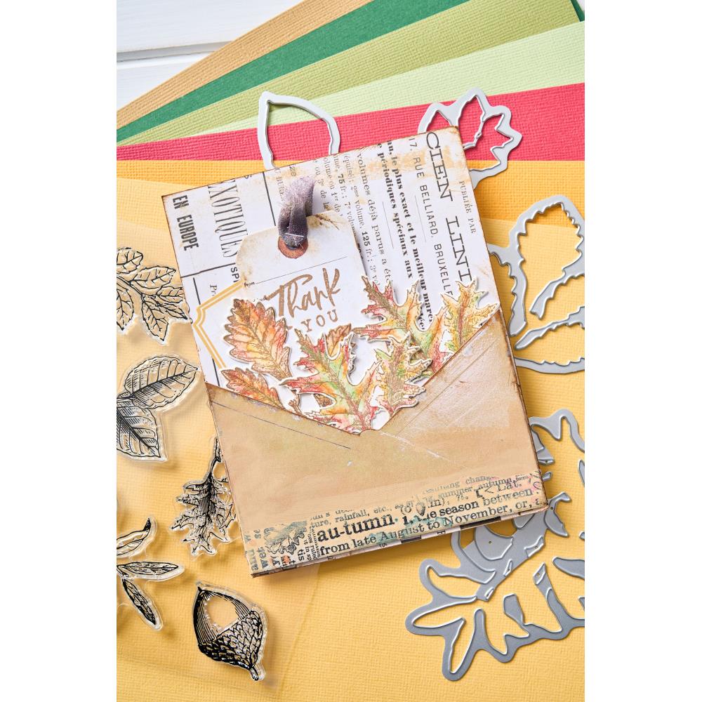 Sizzix/49 and Market A5 Clear Stamps With Framelits Die: Forever Leaves (5A00240M1G7B7)