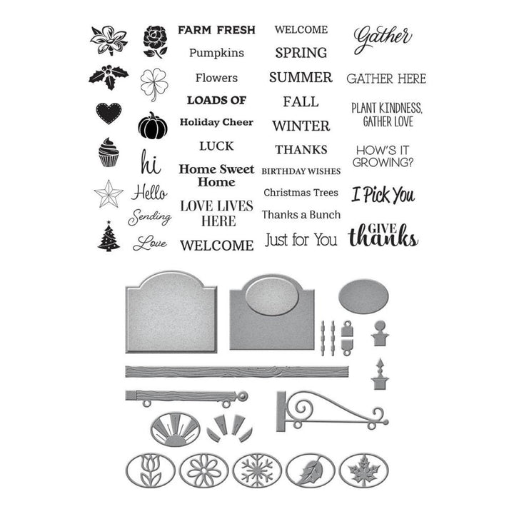 Spellbinders Country Road Stamp & Die Set: Welcome Sign & Sentiments, By Annie Williams (SDS184)