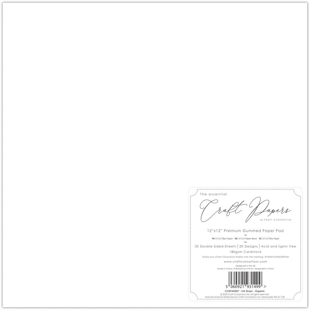 Craft Consortium Ink Drops 12x12 Double-Sided Paper Pad: Organic, 30/Pkg (CCPAD027)