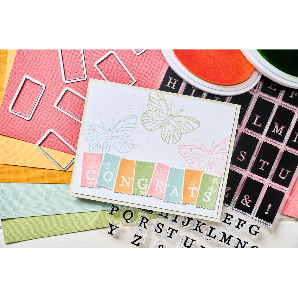 Sizzix/49 and Market A5 Clear Stamps With Framelits Die: Tab Stamp Alpha (5A00241Q1G7B2)