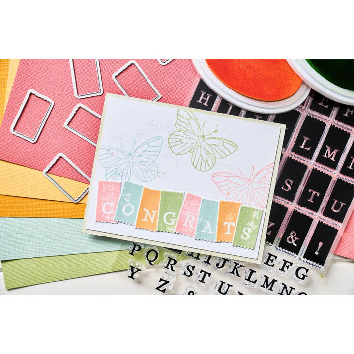 Sizzix/49 and Market A5 Clear Stamps With Framelits Die: Tab Stamp Alpha (5A00241Q1G7B2)