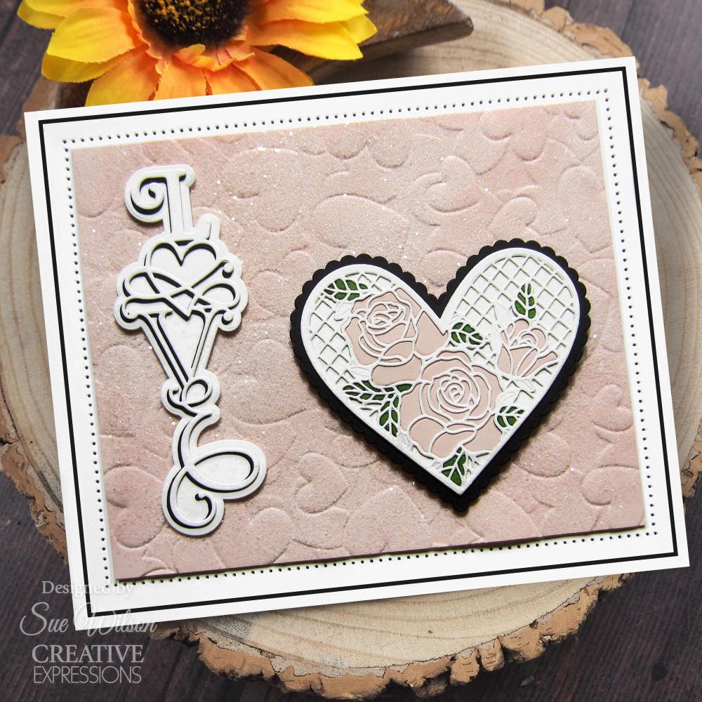 Creative Expressions Craft Dies: Love & Romance - Lace Rose Heart, By Sue Wilson (CED4473)