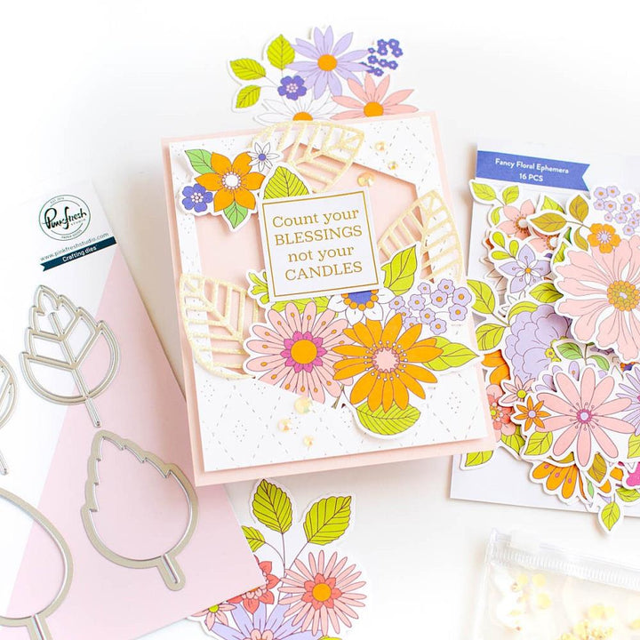Pinkfresh Studio Cardstock Die-Cuts Ephemera Pack: Fancy Floral, 16/Pkg (PF205923)