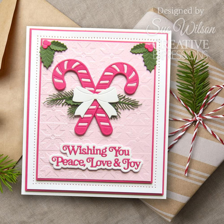 Creative Expressions Festive Shadowed Craft Die: Wishing You Peace Love & Joy, By Sue Wilson (5A00283L1GB5G)