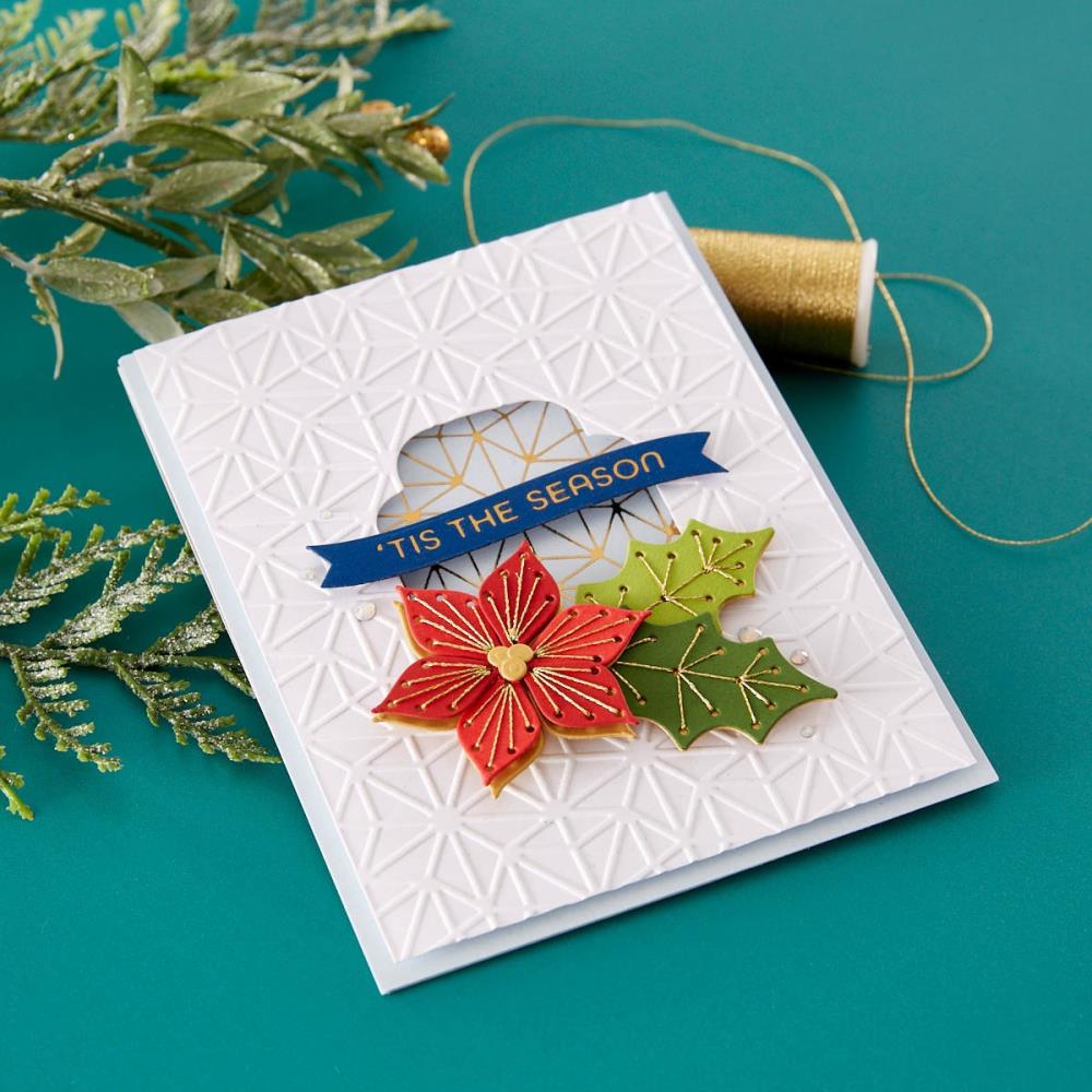 Spellbinders Stitched For Christmas Etched Dies: Stitched Poinsettia & Holly (S41299)
