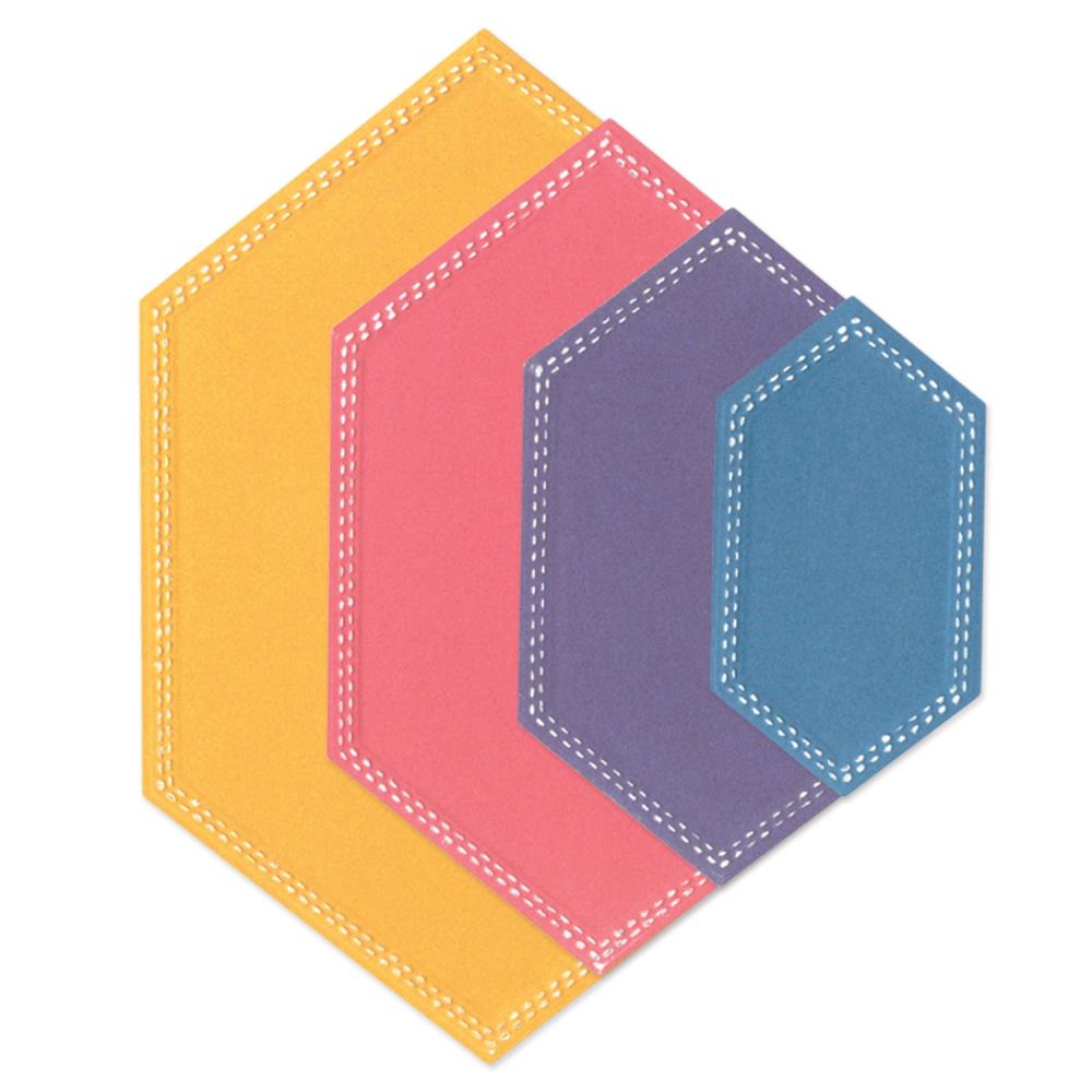 Sizzix Fanciful Framelits Die Set: Belinda Stitched Hexagons, 10/Pkg, By Stacey Park (666554)