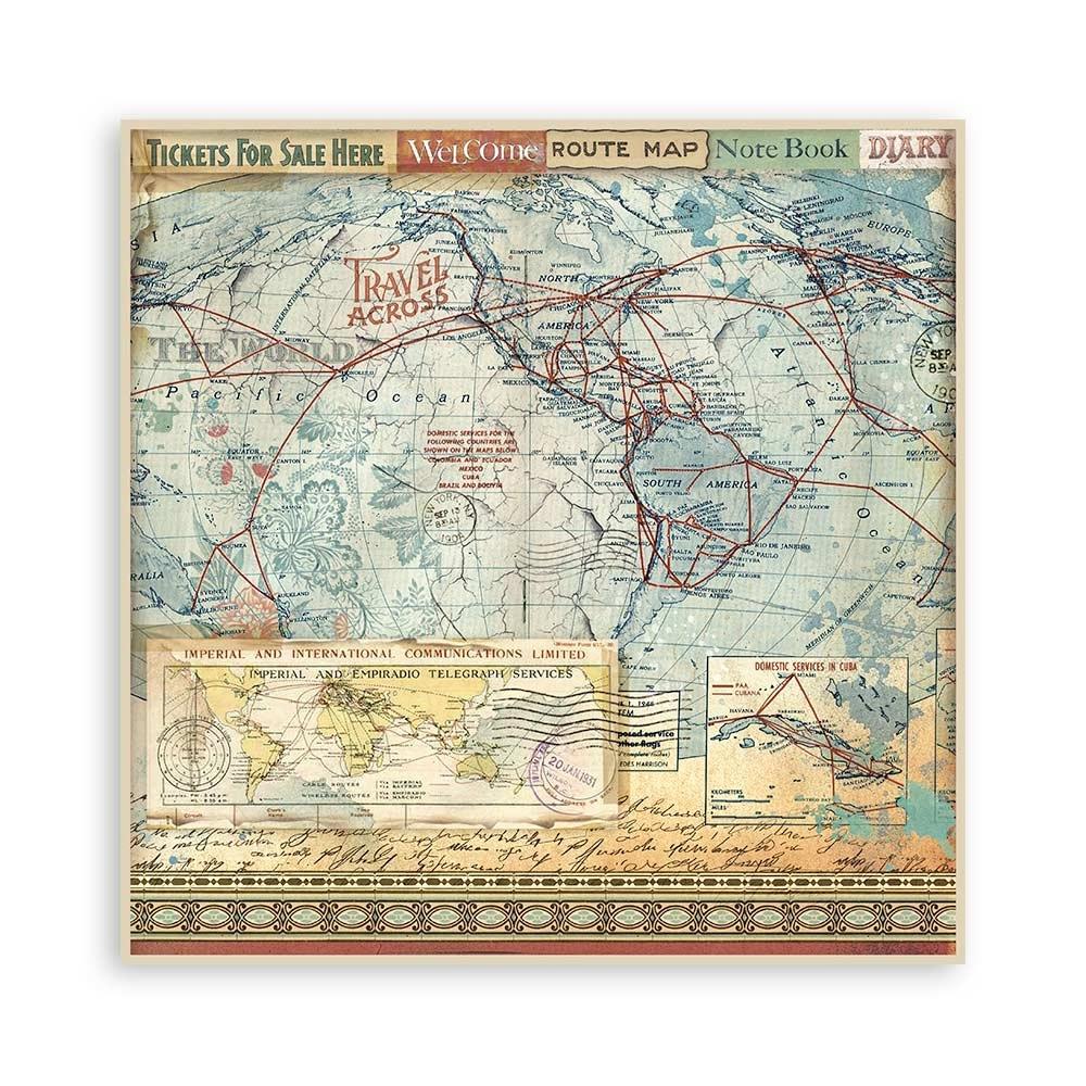 Stamperia Art Of Travelling 12"X12" Single-Sided Paper Pad, 22/Pkg (SBBXLB19)