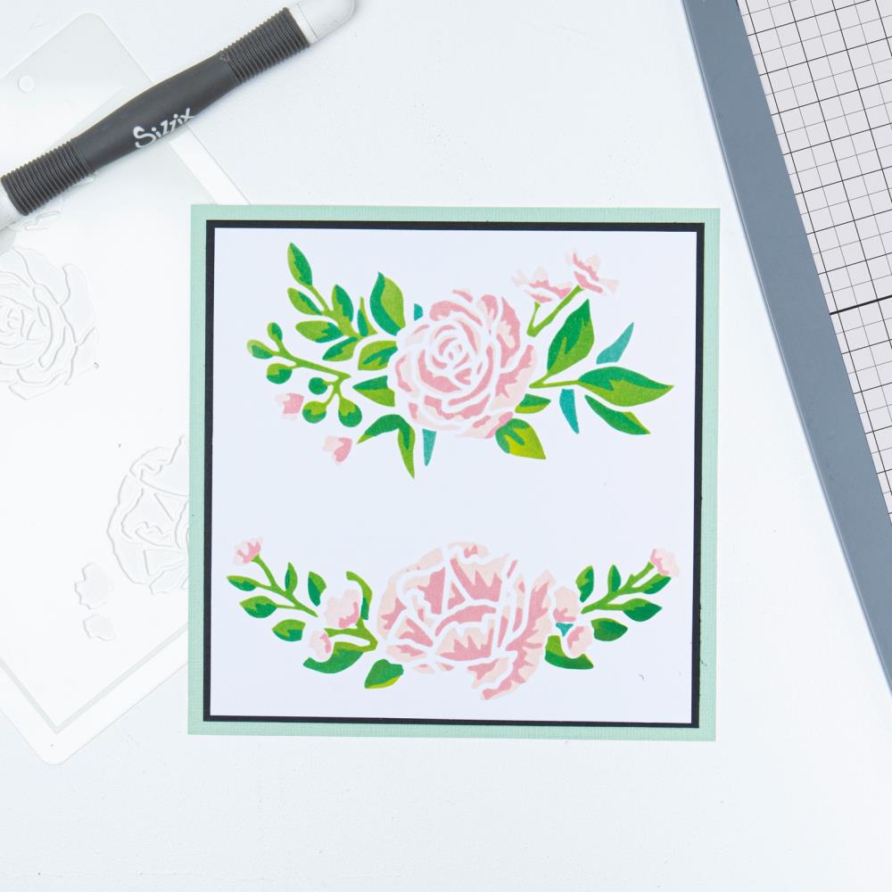 Sizzix Making Tool 6"X6" Layered Stencil: Floral Borders, By Olivia Rose (665875)