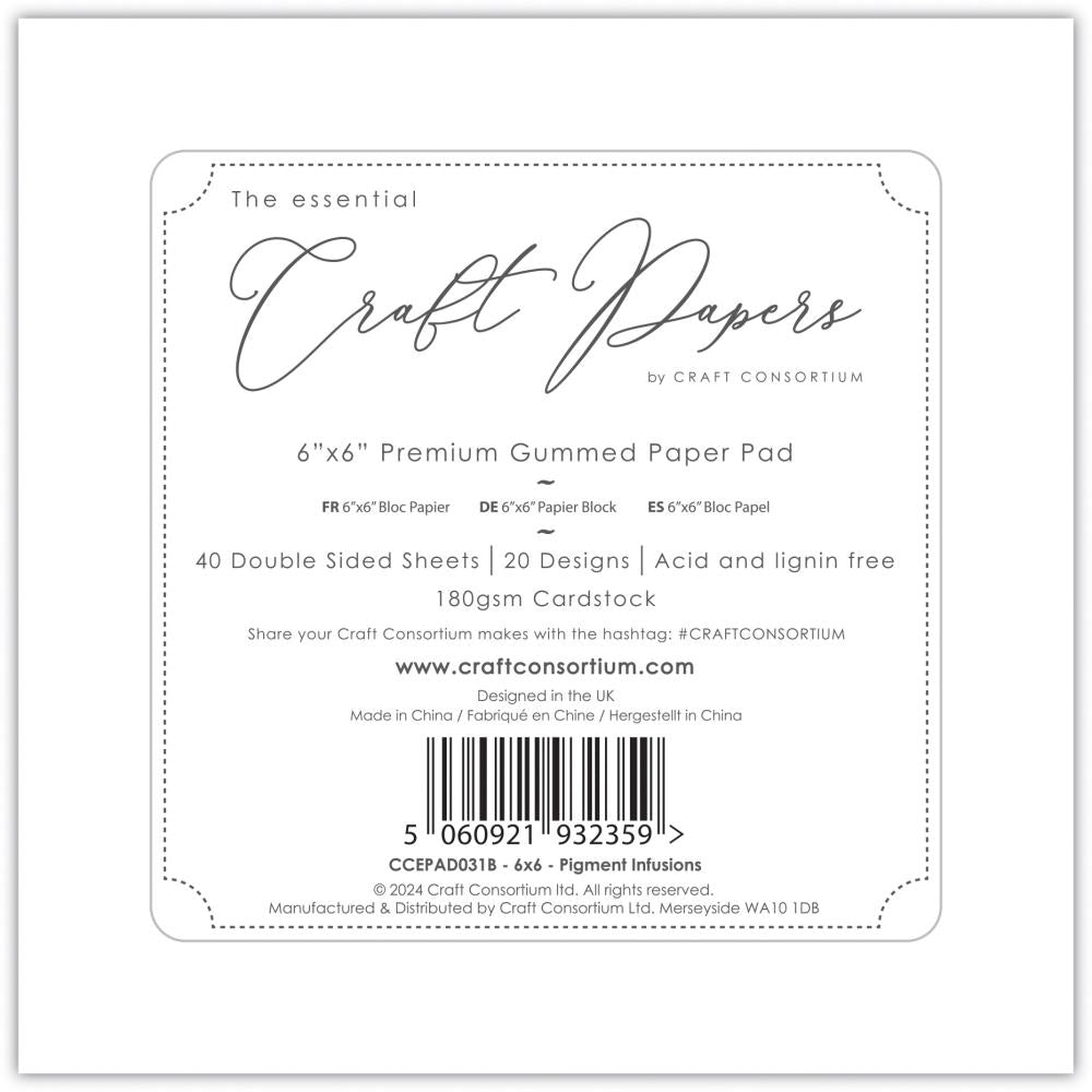 Craft Consortium Pigment Infusions 6"X6" Double-Sided Paper Pad (5A002B131GDH4)