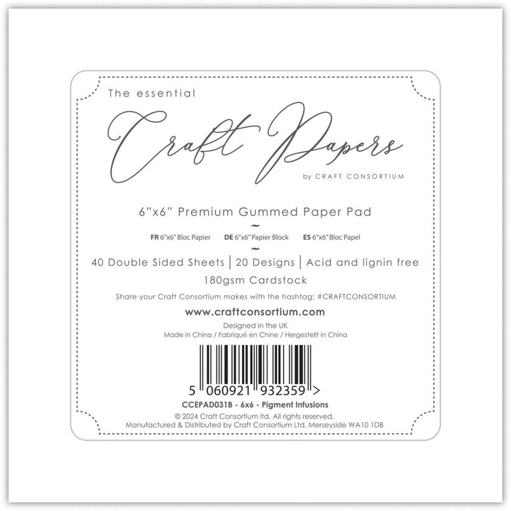 Craft Consortium Pigment Infusions 6"X6" Double-Sided Paper Pad (5A002B131GDH4)