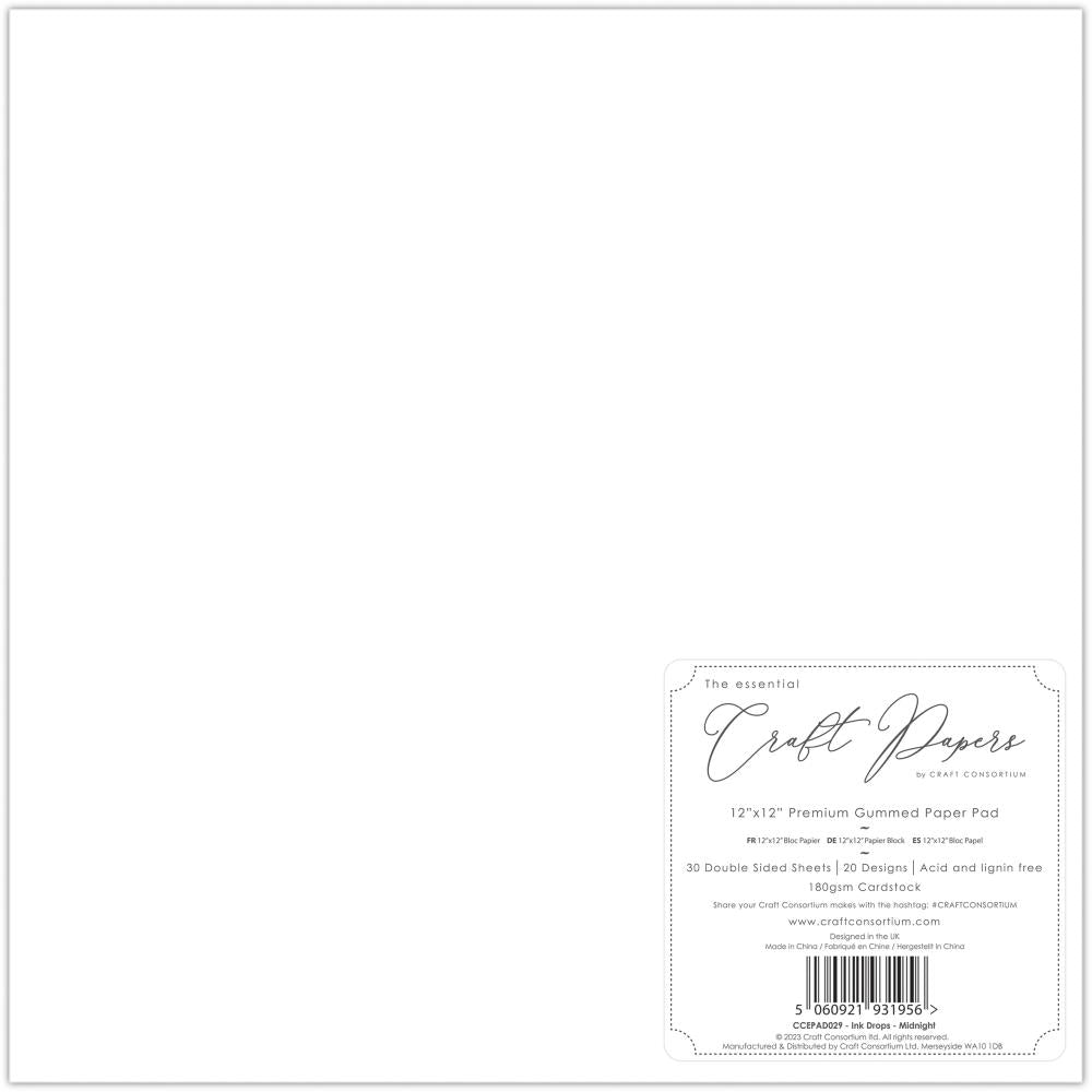 Craft Consortium Ink Drops 12"X12" Double-Sided Paper Pad: Midnight, 30/Pkg (CEPAD029)