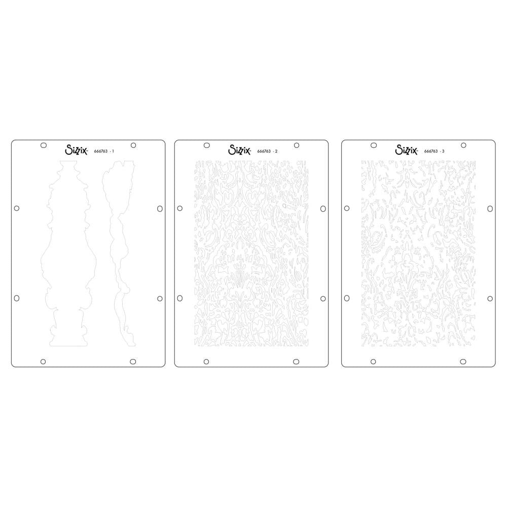 Sizzix Clear Stamp Set W/ Stencils: Ornate, 17/Pkg, By Vic Hollins (5A002BLK1GF35)