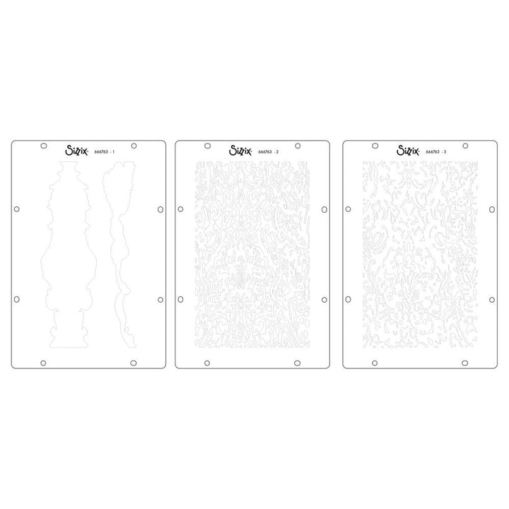 Sizzix Clear Stamp Set W/ Stencils: Ornate, 17/Pkg, By Vic Hollins (5A002BLK1GF35)