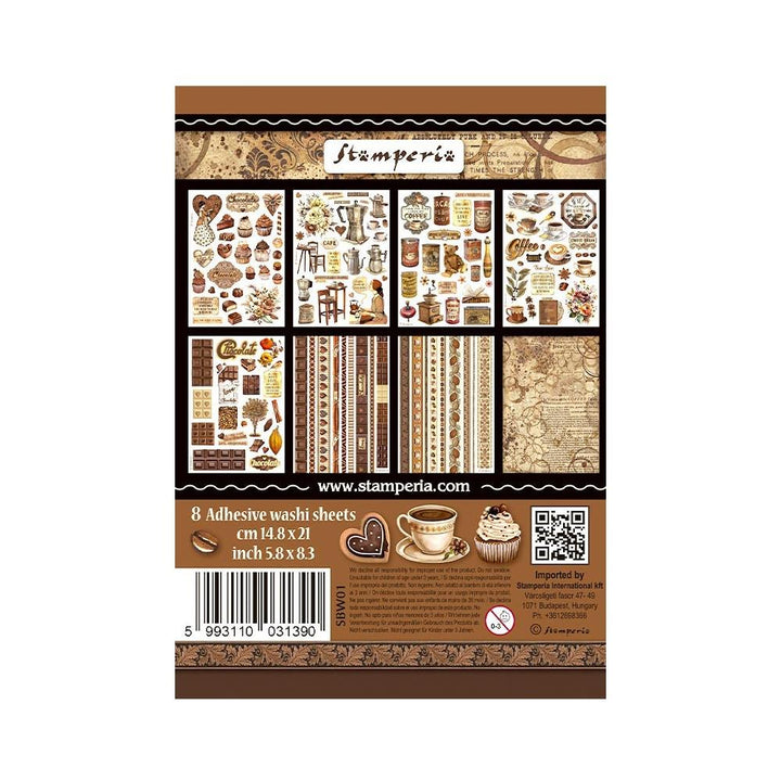 Stamperia Coffee And Chocolate A5 Washi Pad, 8/Pkg (SBW01)