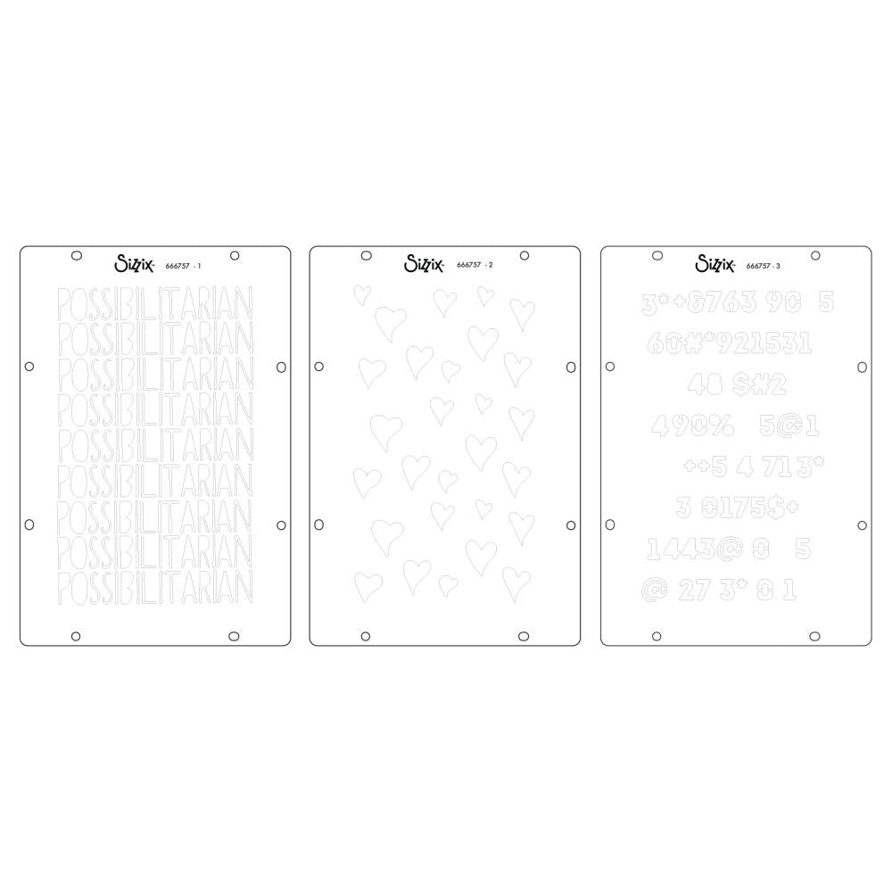 Sizzix Clear Stamp Set W/Stencils: Possibilitarian, 16/Pkg, By Cat Kerr (5A002BLG1GF2Z)