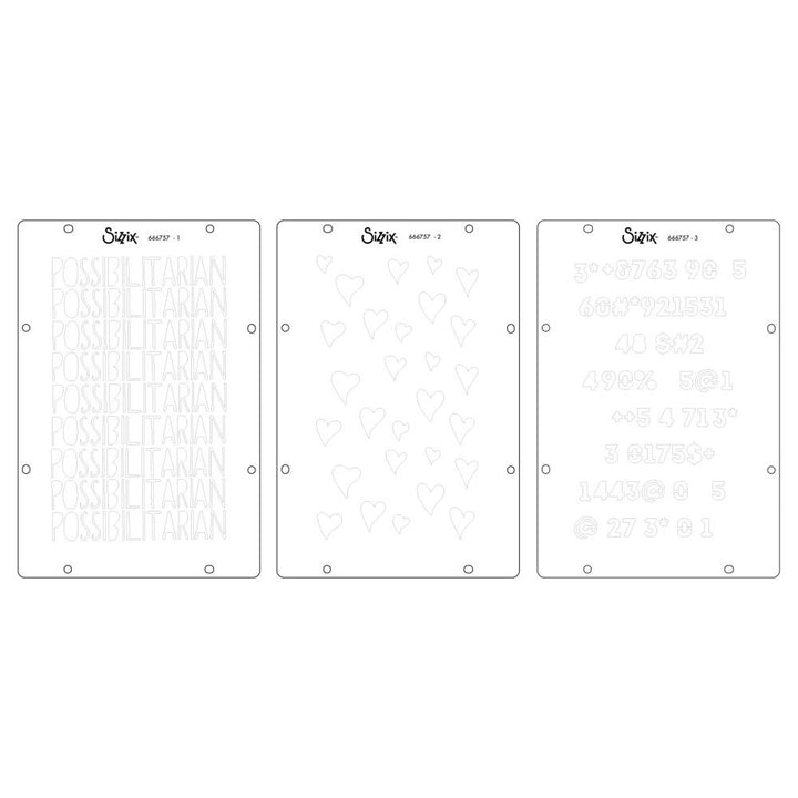 Sizzix Clear Stamp Set W/Stencils: Possibilitarian, 16/Pkg, By Cat Kerr (5A002BLG1GF2Z)