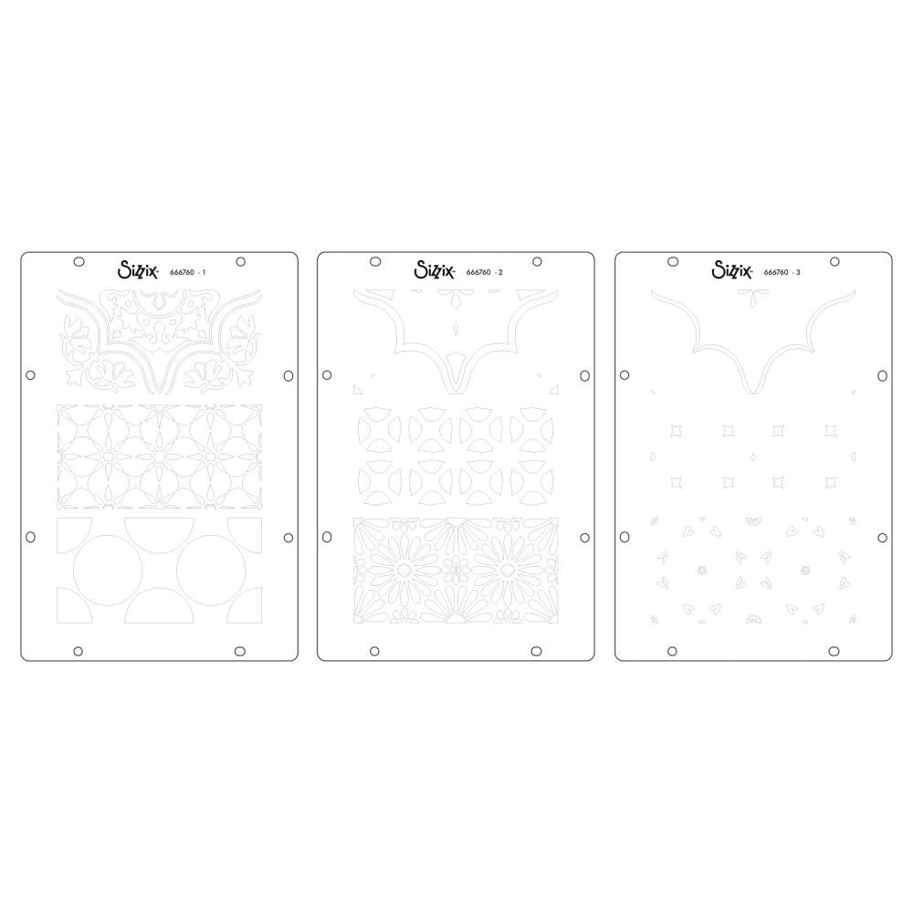 Sizzix Clear Stamp Set W/ Stencils: Geometric, 21/Pkg, By Vic Hollins (5A002BL61GF31)