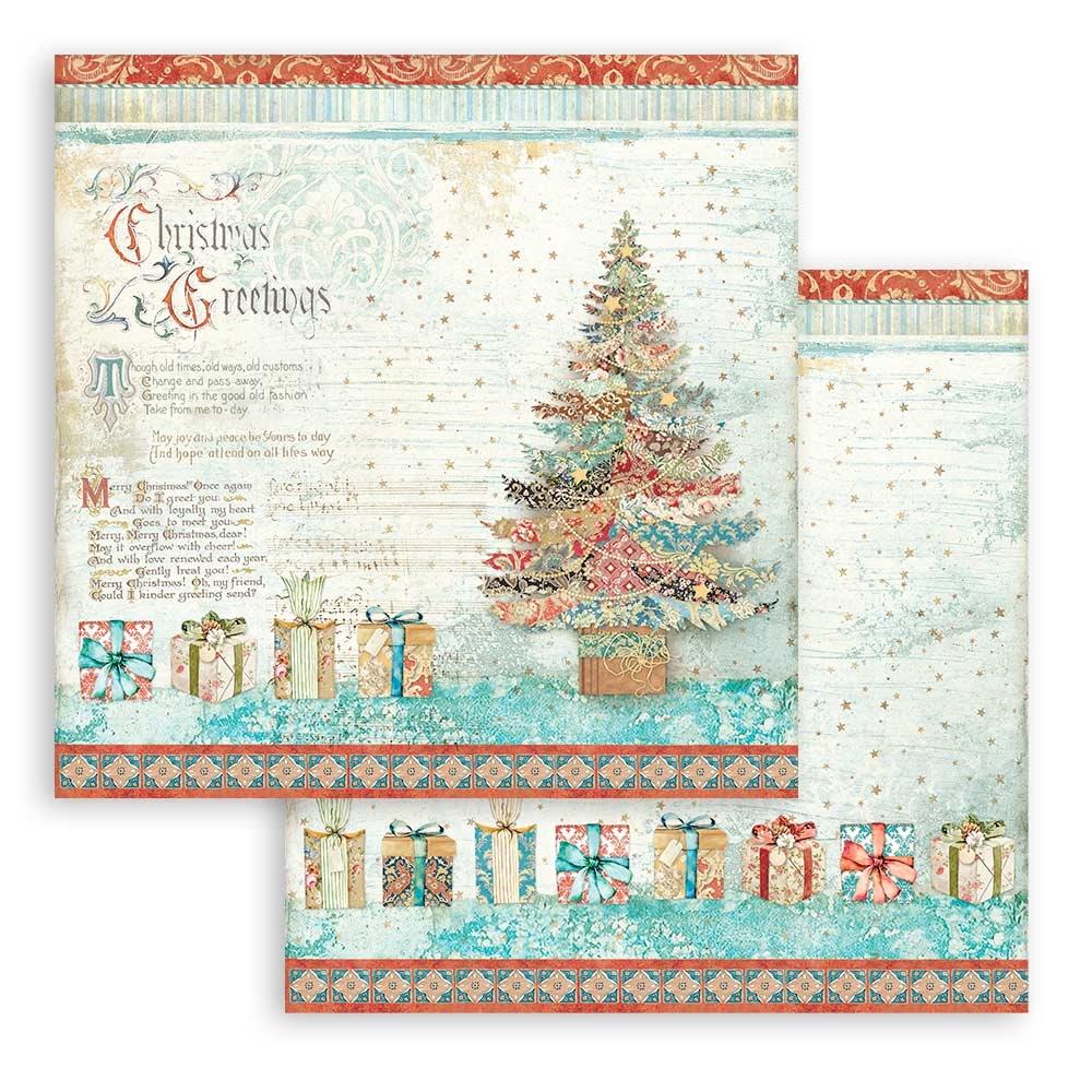 Stamperia Christmas Greetings 12"X12" Double-Sided Paper Pad, 10/Pkg (SBBL137)