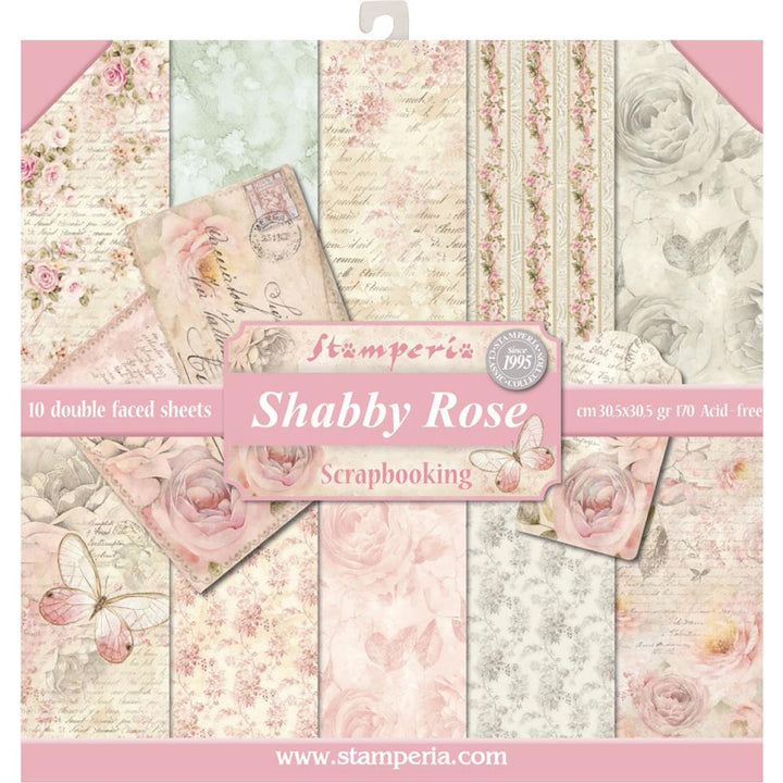 Stamperia Shabby Rose 12"X12" Double-Sided Paper Pad, 10/Pkg (SBBL12)