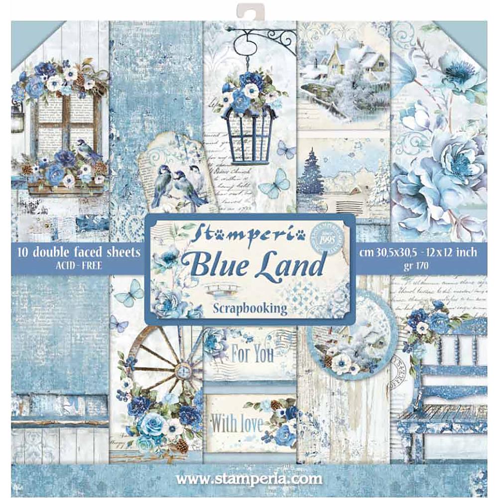 Stamperia Blue Land 12"X12" Double-Sided Paper Pad, 10/Pkg (SBBL47)
