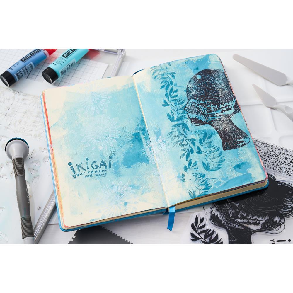 Sizzix Clear Stamp Set W/Stencils: Ikigai, 8/Pkg, By Cat Kerr (5A002BLH1GF32)