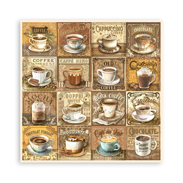 Stamperia Coffee And Chocolate 8"X8" Single-Sided Paper Pad, 22/Pkg (SBBSXB01)