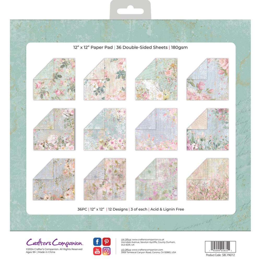 Crafter's Companion Summer Blooms 12"X12" Paper Pad (5A0020MS1G3CX)