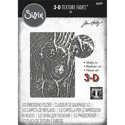 Tim Holtz 3D Texture Fades Embossing Folder: Woodgrain, by Sizzix (666297)