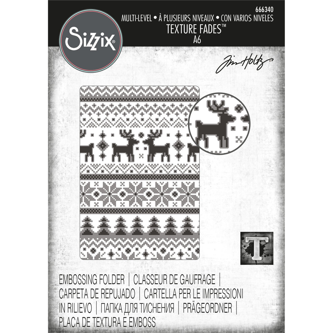 Tim Holtz Texture Fades Embossing Folder: Multi-Level Holiday Knit, by Sizzix (666340)