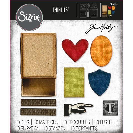 Tim Holtz Thinlits Dies: Vault Matchbox, 10/Pkg, By Sizzix (666604)