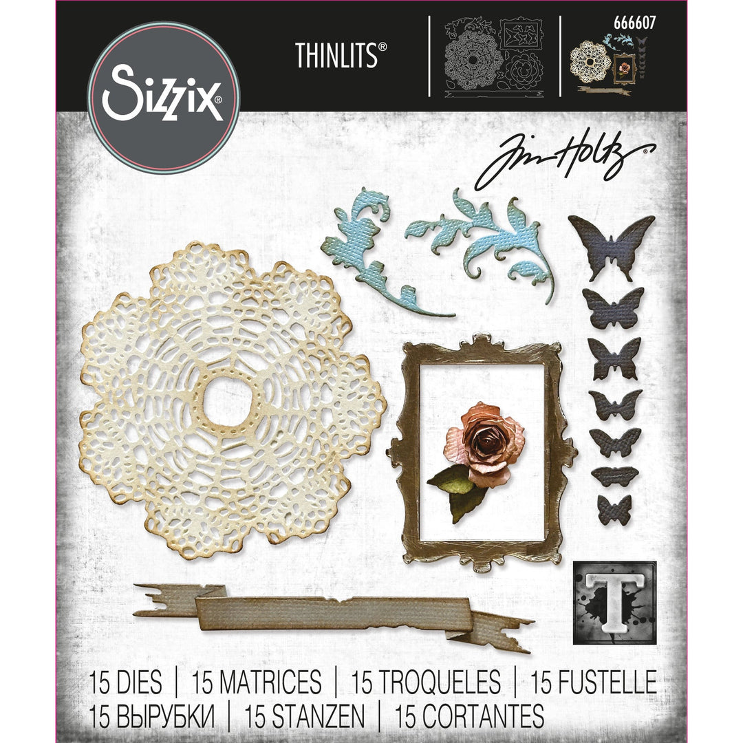 Tim Holtz Thinlits Dies: Vault Boutique, 15/Pkg, By Sizzix (666607)