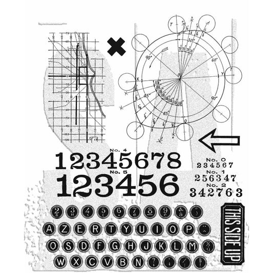 New Tim Holtz 7"x8.5" Cling Stamp: Deconstructed (CMS489)