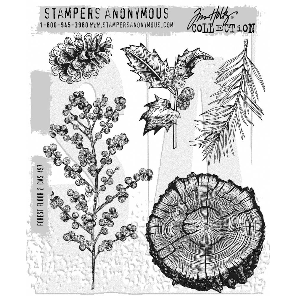 Tim Holtz 7"X8.5" Cling Stamps: Forest Floor 2, by Stampers Anonymous (CMS1GHTZ)