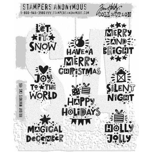 Tim Holtz 7"X8.5" Cling Stamps: Holiday Whatnots, by Stampers Anonymous (CMS1GHV4)