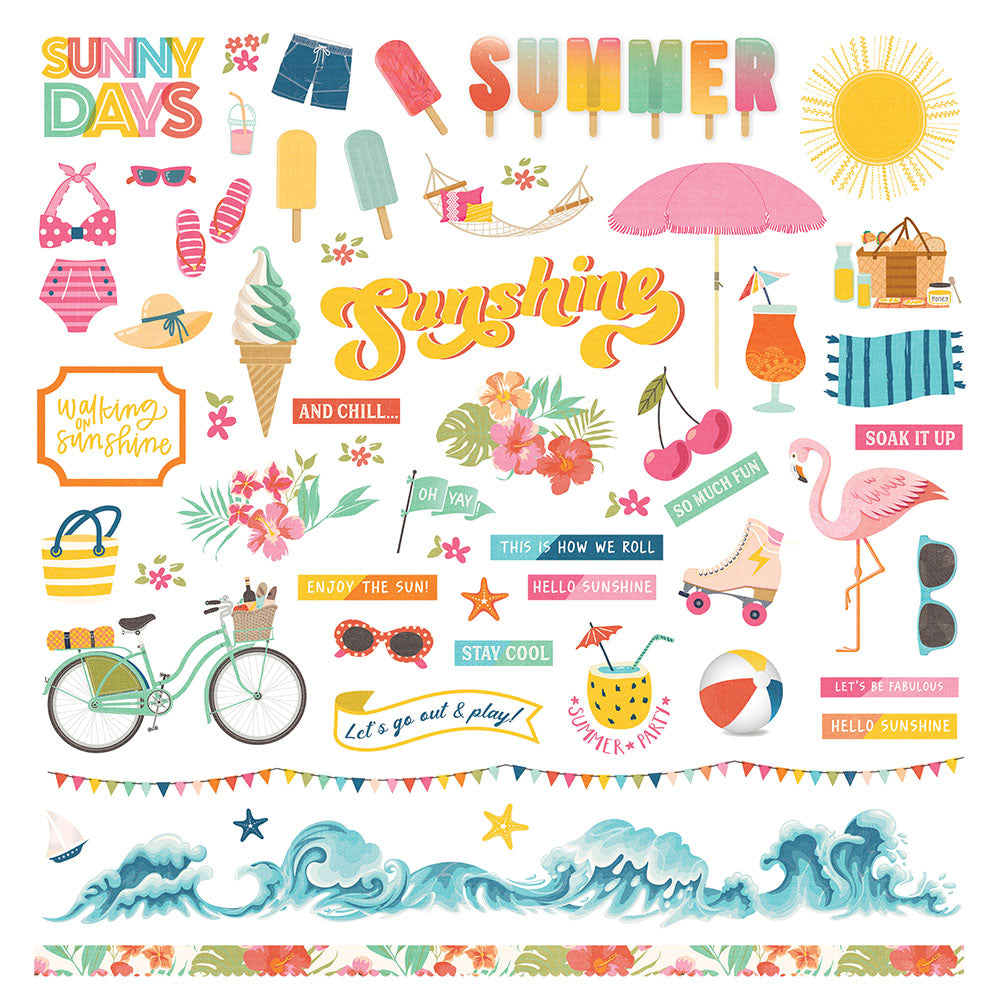 PhotoPlay Sweet Sunshine 12"X12" Stickers: Elements (PSUN4083)
