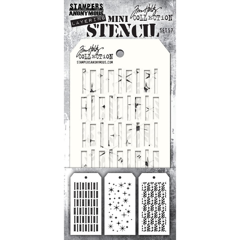 Tim Holtz Mini Layering Stencils, Set #57, by Stampers Anonymous (MTS57)