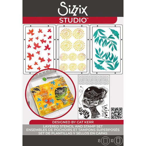 Sizzix Clear Stamp Set W/Stencils: Ikigai, 8/Pkg, By Cat Kerr (5A002BLH1GF32)