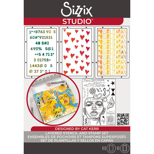 Sizzix Clear Stamp Set W/Stencils: Possibilitarian, 16/Pkg, By Cat Kerr (5A002BLG1GF2Z)