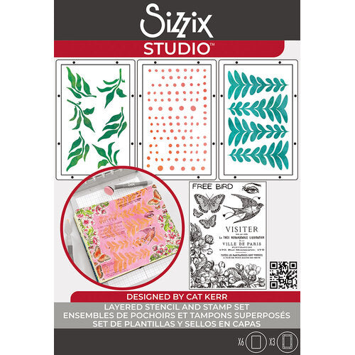 Sizzix Clear Stamp Set W/Stencils: The Visiter, 9/Pkg, By Cat Kerr (5A002BLF1GF2X)