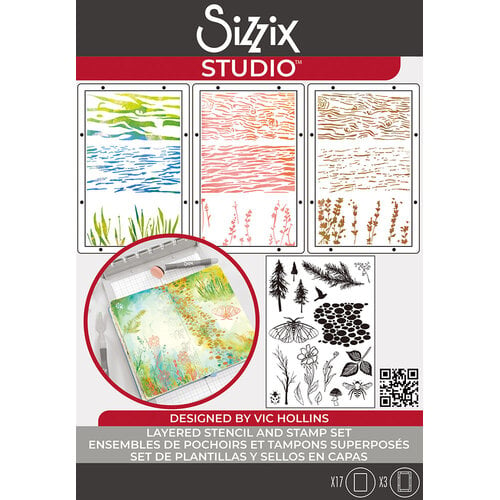 Sizzix Clear Stamp Set W/ Stencils: Nature, 20/Pkg, By Vic Hollins (5A002BL51GF30)