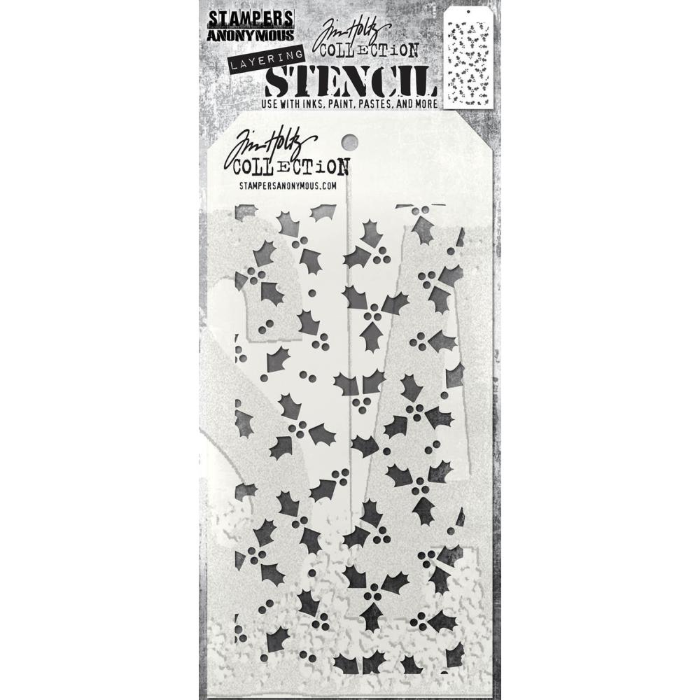 Tim Holtz 4.125"X8.5" Layered Stencil: Tiny Holly, by Stampers Anonymous (THS1GHV5)