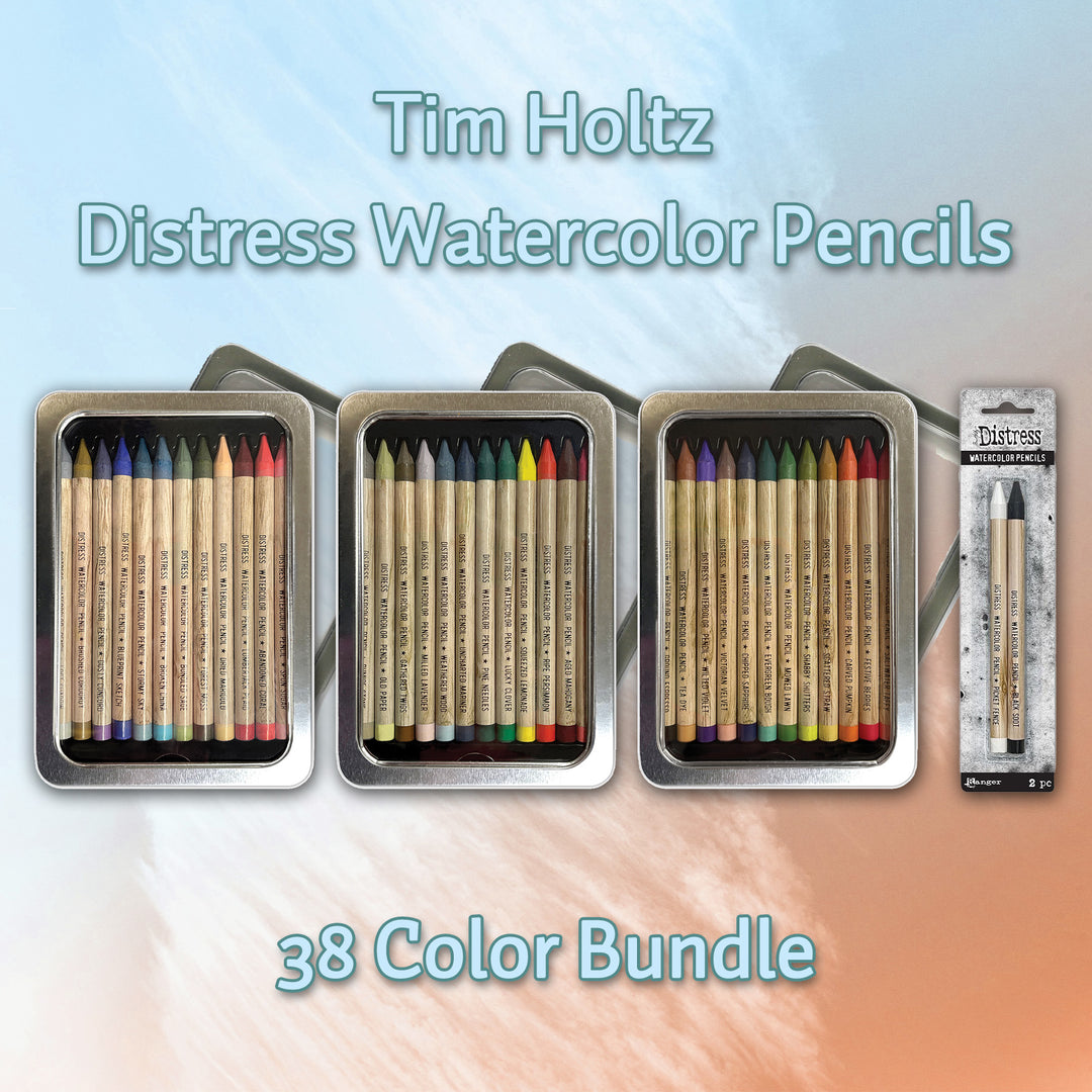 Tim Holtz Distress Watercolor Pencils, 38 Color Bundle (Sets #4-6 + B&W)