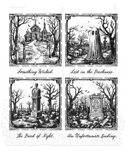 Tim Holtz 7"x8.5" Cling Stamp: Framed Frights (CMS494) (New Halloween 2024)