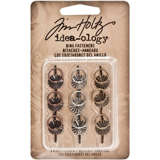 Tim Holtz Idea-Ology .25" Metal Ring W/Brad Fastener, 9/Pkg (TH93060)