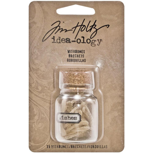 Tim Holtz Idea-Ology 2" Resin Wishes Glass Corked Jar: Wishbones (TH93071)